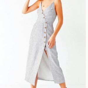 Striped midi dress with button detail and side slit
